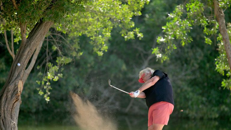 Laura Davies of England plays her second shot on teh par 4, second hole during the third round of the 2015 Omeg