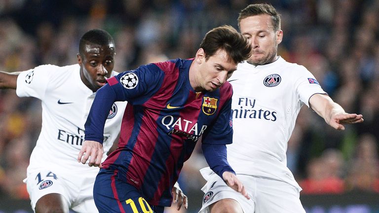 Lionel Messi in action for Barcelona against PSG in the Champions League
