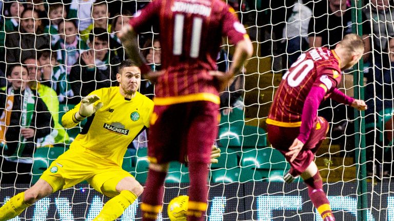 Louis Moult secures Motherwell's win over Celtic from the penalty spot
