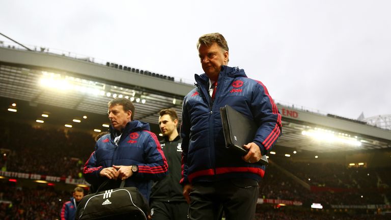 Louis van Gaal takes his seat before the Barclays Premier League match between Manchester United and West Ham United