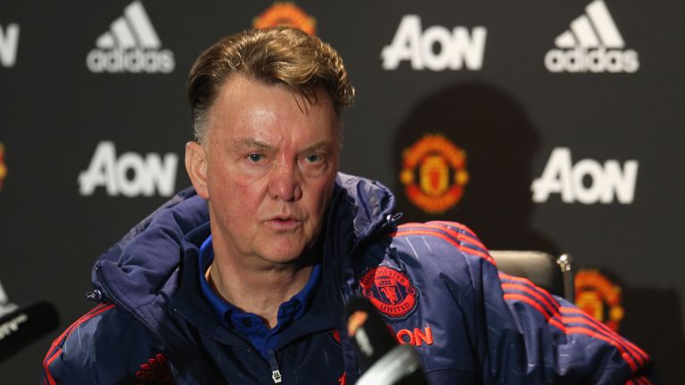 Manager Louis van Gaal of Manchester United speaks