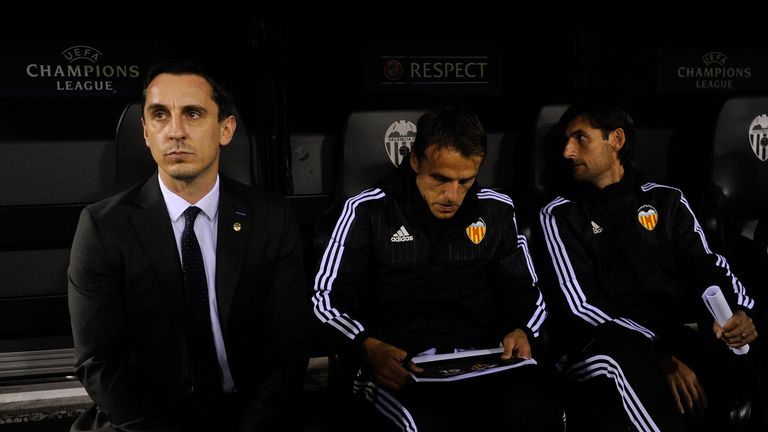 Gary Neville on the Valencia bench