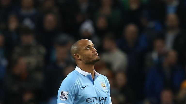 Manchester City skipper Vincent Kompany looks dejected as he leaves the pitch against Sunderland