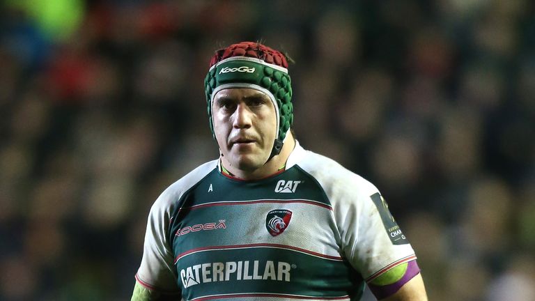 Marcos Ayerza of Leicester looks on during the Champions Cup match between Leicester Tigers and Munster