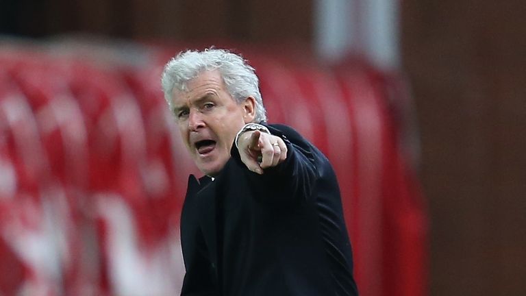 Mark Hughes manager of Stoke City gestures