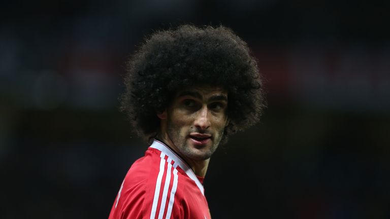 Marouane Fellaini in action during the Barclays Premier League match between Manchester United and West Ham United