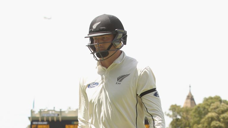 Martin Guptill of New Zealand walks off the field