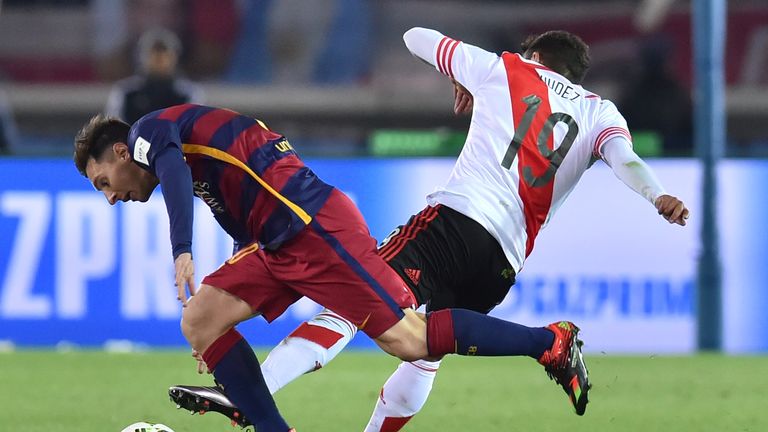 Messi controls the ball during the final