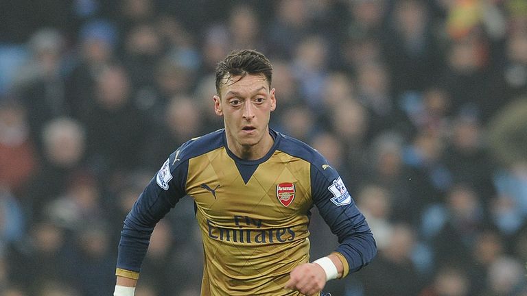  Mesut Ozil of Arsenal during the Barclays Premier League match between Aston Villa and Arsenal on 13th December, 2015 in Birmingham, England.  