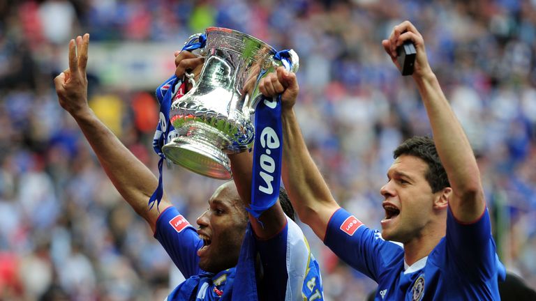 Didier Drogba and Michael Ballack of Chelsea celebrate winning the FA Cup 