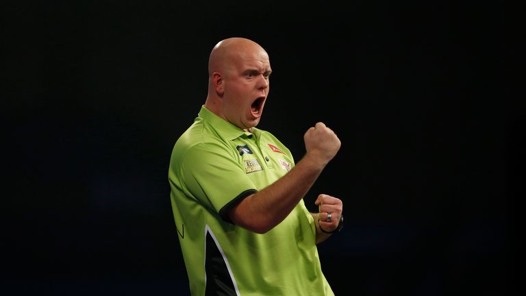 Michael van Gerwen reacting during the 2nd round match during day nine of the William Hill PDC World Championship 