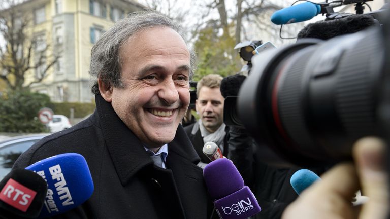 Michel Platini arrives at the Court of Arbitration for Sport ahead of his hearing on Tuesday
