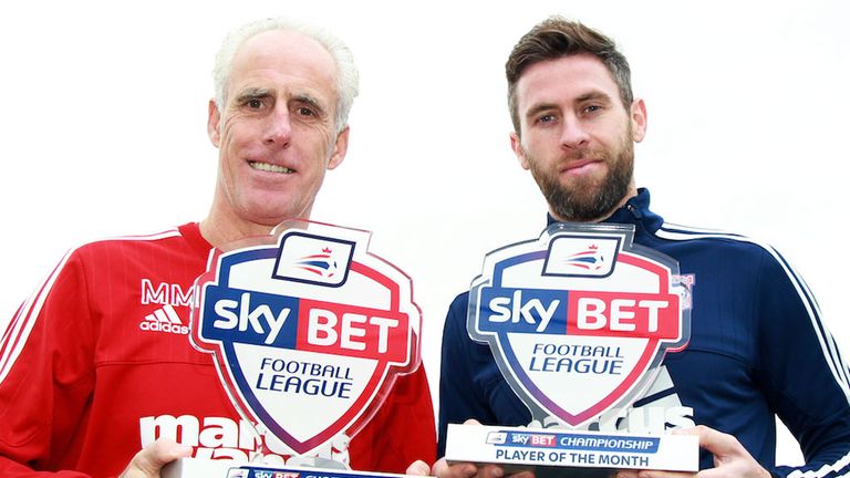 Ipswich manager Mick McCarthy and striker Daryl Murphy with their awards