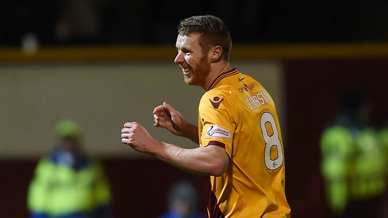Joy for Stephen Pearson after he'd doubled Motherwell's lead