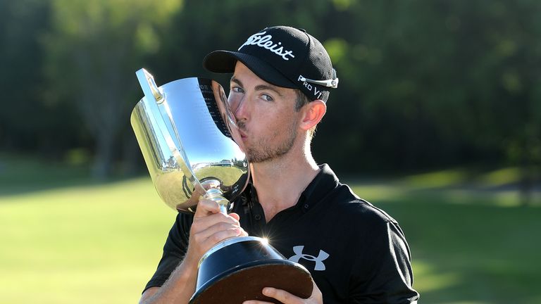 Nathan Holman celebrates after winning the 2015 Australian PGA Championship
