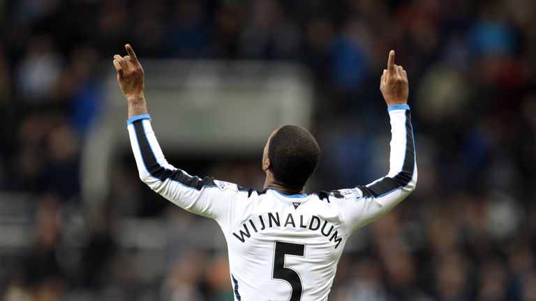 Newcastle United's Georginio Wijnaldum celebrates scoring his side's second goal against Liverpool