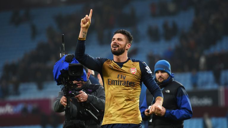 Olivier Giroud of Arsenal celebrates victory