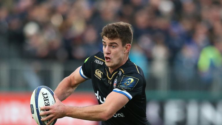 Ollie Devoto of Bath runs with the ball during the European Rugby Champions Cup match against  Leinster 