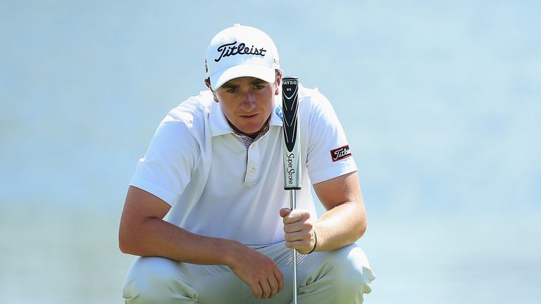 MALELANE, SOUTH AFRICA - NOVEMBER 26:  Paul Dunne of Ireland lines up a putt on the 9th green during day one of the Alfred Dunhill Championship at Leopard 