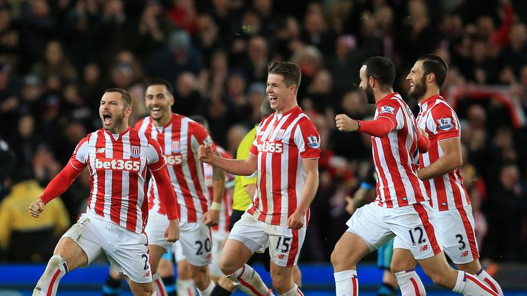 Phil Bardsley celebrates his goal for Stoke