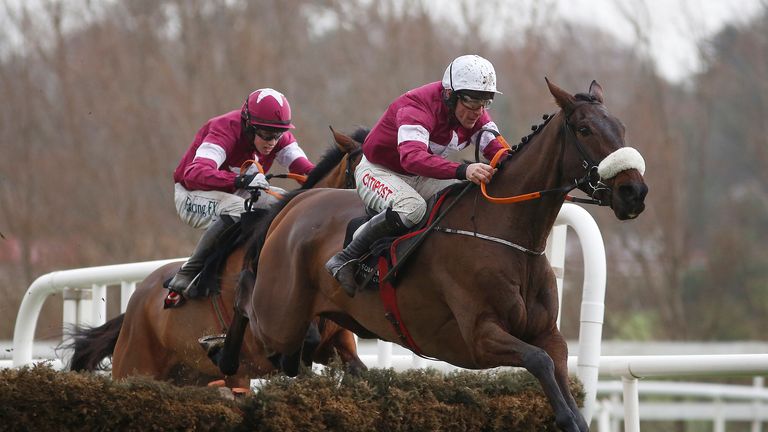 DUBLIN, IRELAND - DECEMBER 28:  Davy Russell and Prince Of Scars clear the last ahead of Alpha Des Obeaux to win the Squared Financial Christmas Hurdle.