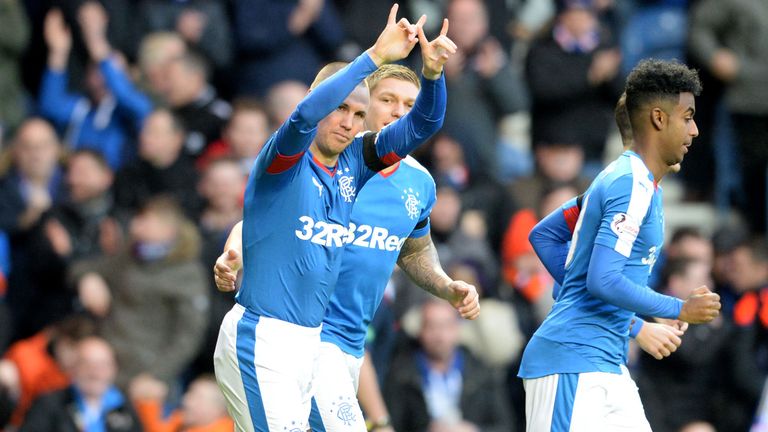 Rangers' Kenny Miller (left) celebrates after opening the scoring