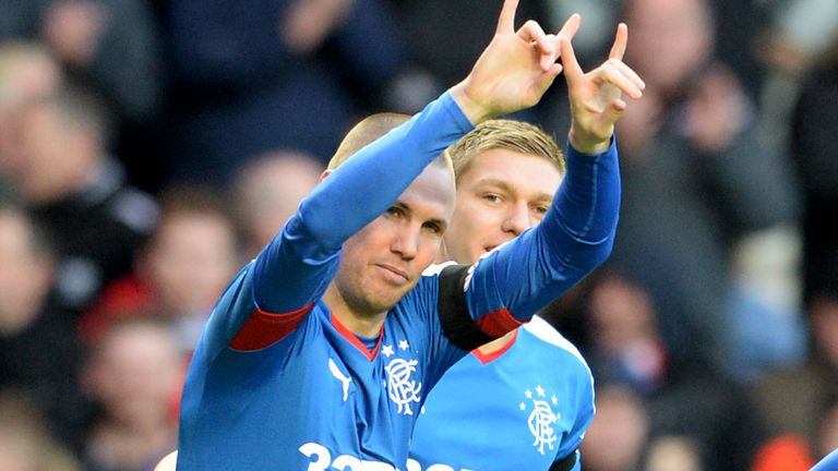 Rangers' Kenny Miller (left) celebrates after opening the scoring