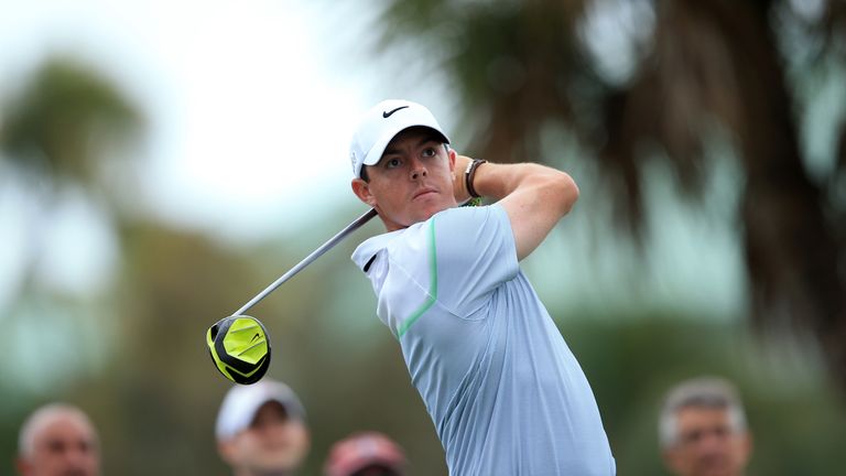 DORAL, FL - MARCH 08:  Rory McIlroy of Northern Ireland plays his tee shot on the fourteenth hole during the final round of the World Golf Championships-Ca