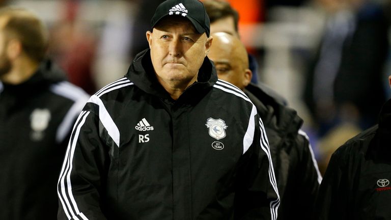 Cardiff City manager Russell Slade during the Skybet Championship match at St Andrew's, Birmingham.