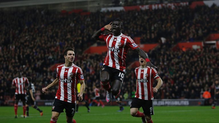 Sadio Mane celebrates scoring in the opening minute of the match