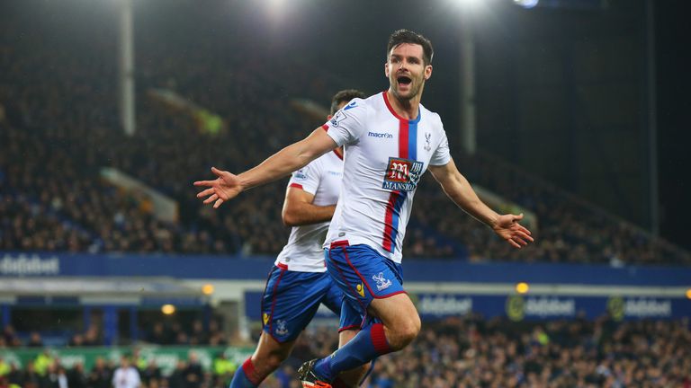 Scott Dann goal celeb, Everton v Crystal Palace, Premier League