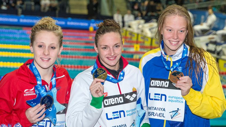 More silver for Siobhan-Marie O'Connor (left) who finished behind Katinka Hosszu (centre)