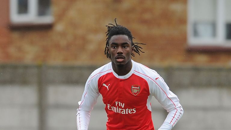 Stefan O'Connor during the match between Arsenal U19 and Dinamo Zagreb U19 in the UEFA Youth League on November 24, 2015 in Borehamwood