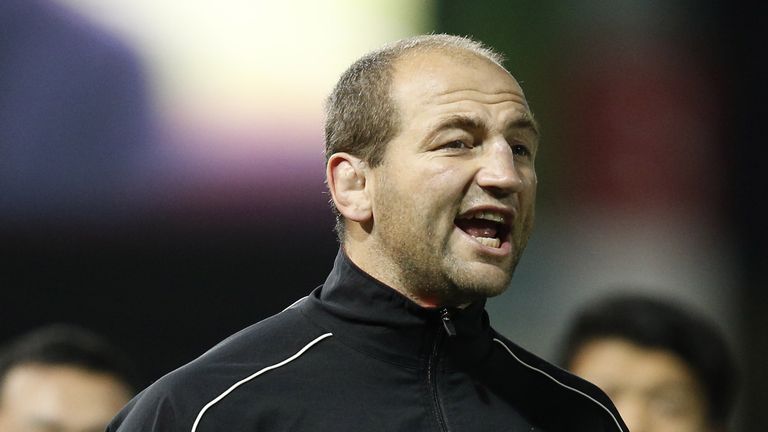 Japan coach Steve Borthwick watches the warm-up ahead of the Pool B match of the 2015 Rugby World Cup between 