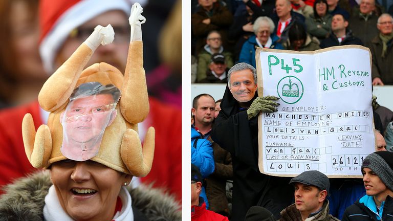 Stoke fans mock Manchester United manager Louis van Gaal