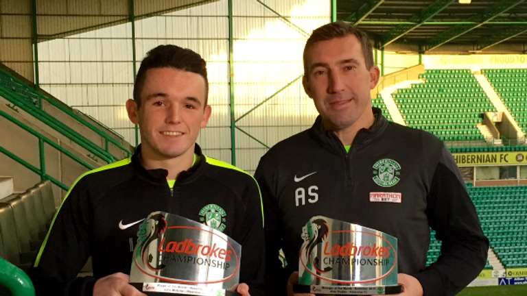 Hibernian's John McGinn and Alan Stubbs win Championship awards for November