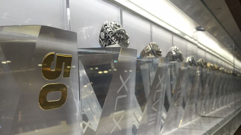 The Super Bowl rings on display