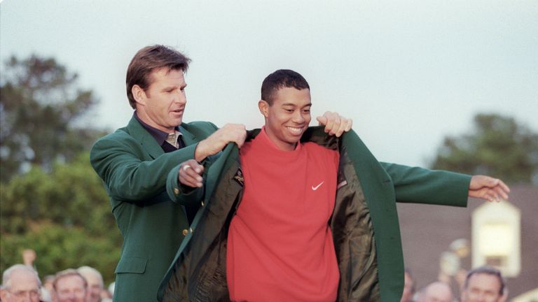 A new course record set Woods to his first major title at Augusta in 1997, making him the youngest ever Masters champion