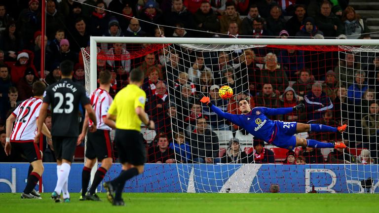 Vito Mannone of Sunderland dives