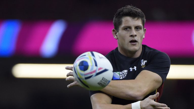 Wales' scrum half Lloyd Williams warms up prior to a Pool A match of the 2015 Rugby World Cup between Wales and Fiji at the Millennium stadium