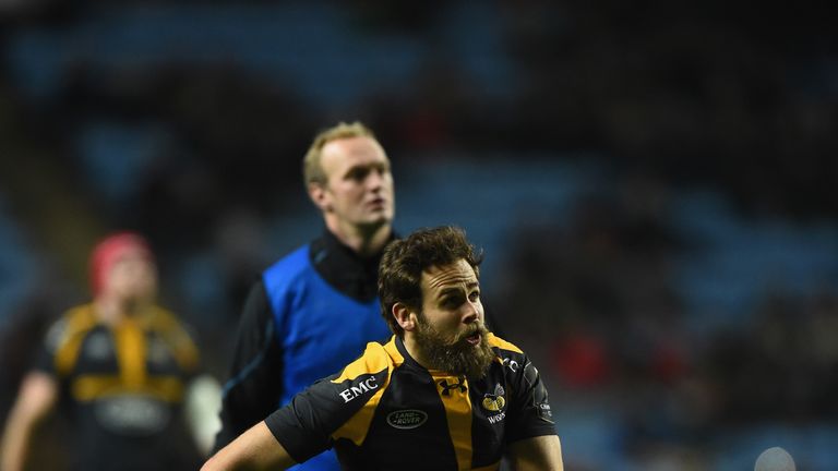 Ruaridh Jackson of Wasps kicks the game's first points during the European Rugby Champions Cup match between Wasps and Bath