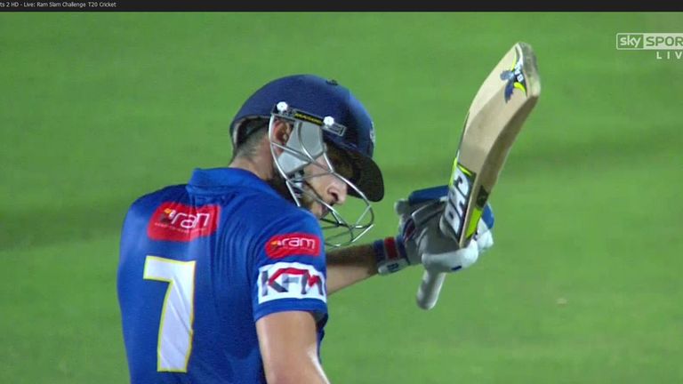 Parnell acknowledges the applause for his second T20 fifty