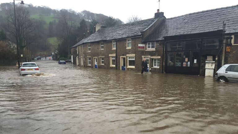 Whalley in Lancashire was flooded after the Boxing Day downpours