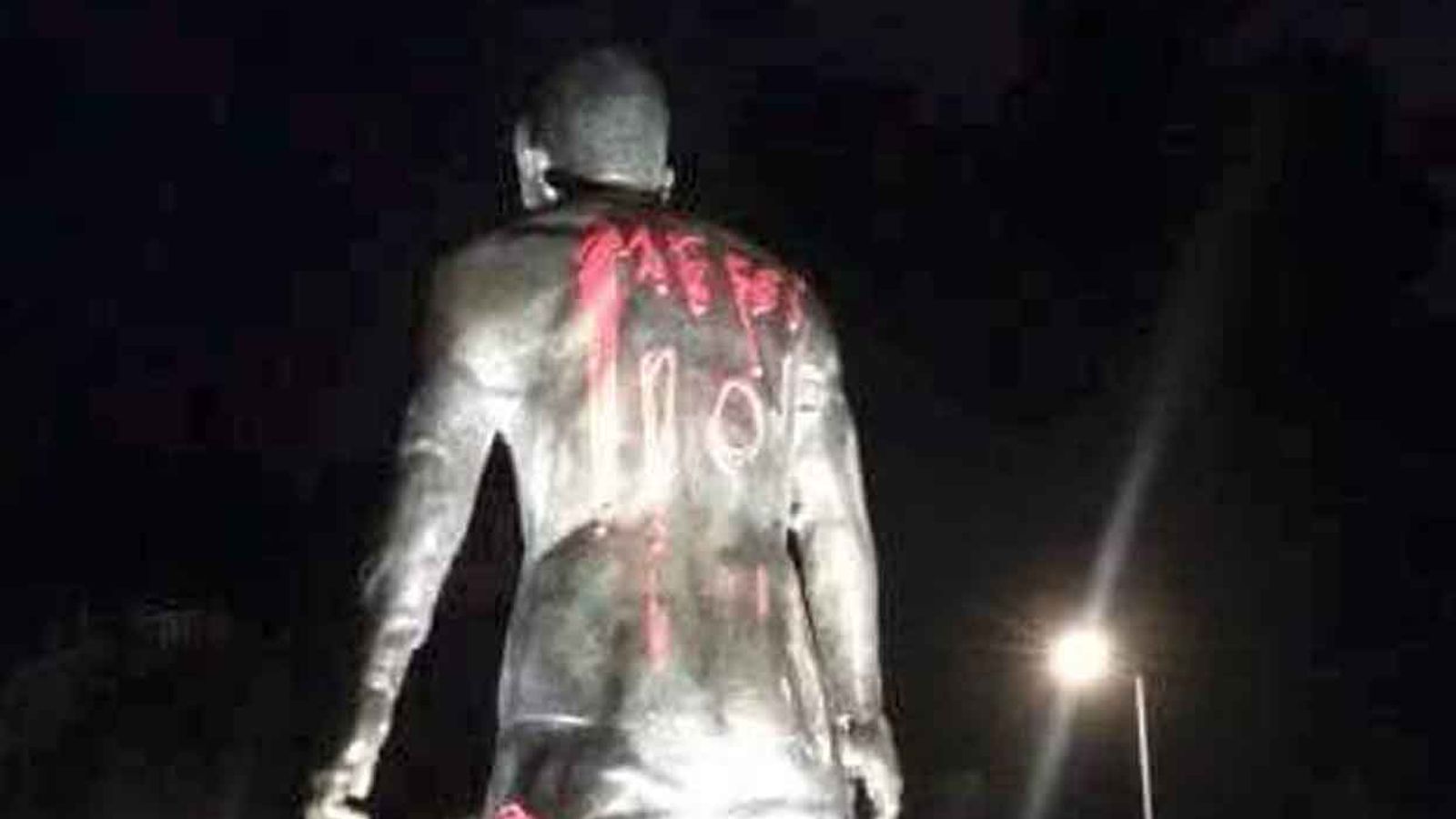 Cristiano Ronaldo statue tagged with Lionel Messi s name Football News Sky Sports