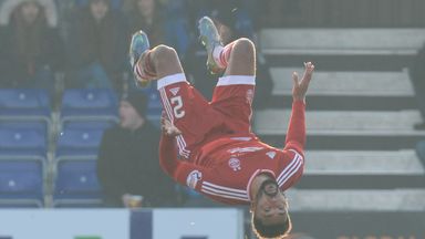 Image of Aberdeen's Shay Logan celebrates his goal against Ross County earlier this season