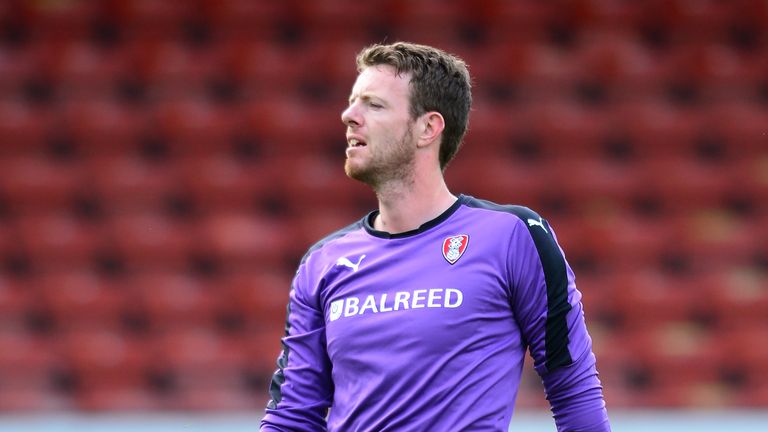Adam Collin of Rotherham in action during a pre-season friendly match with Patrick Thistle