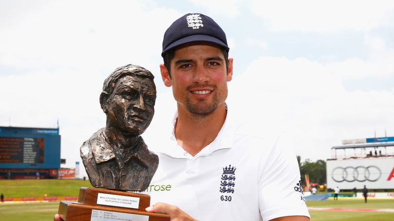 England captain Alastair Cook with the Basil D'Oliveira trophy