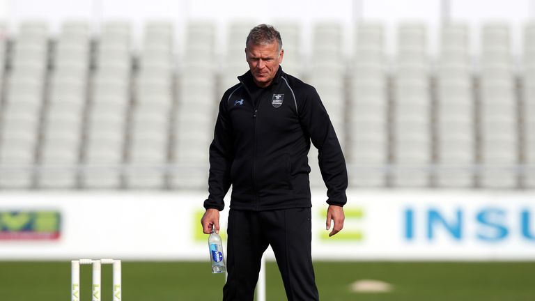 Alec Stewart, Director of Cricket of Surrey, during day three of the LV County Championship Division Two match between Lancashire and Surrey