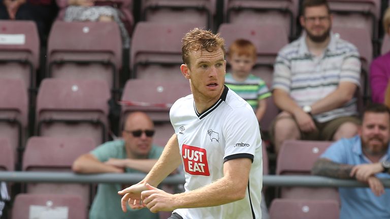 Alex Pearce of Derby County in action during the Pre-Season Friendly match between Northampton Town