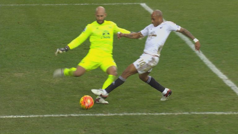 Tim Howard took our Andre Ayew to hand Swansea a penalty against Everton